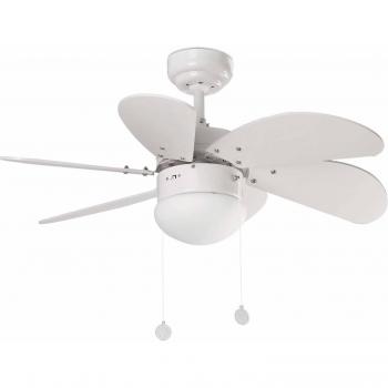 Faro Barcelona Ventilador de techo Palao con lámpara, blanco
