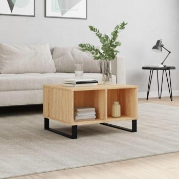 Mesa de centro madera contrachapada 60x50x36,5 cm en color Blanco y Negro, acabado brillante, ideal para salón o comedor