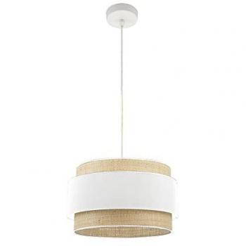 Lámpara Colgante Regulable Kandy 1 Luz E27 Natural/Blanco 40x40 cm - Diseño Moderno