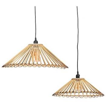 Lámpara de Techo Natural de Bambú 57 x 57 x 20,5 cm, 220 V - 240 V, 60 W (Set de 2 Unidades)