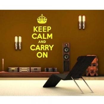 Keep Calm And Carry On Classic woooowltd, Amarillo limón, Medium: 45cm x 80cm / 18 x 32