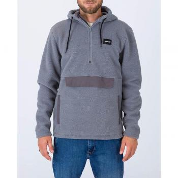 Hurley Chaqueta Anorak Sherpa Gris con Cierre de 1/4 y Forro Polar