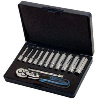 Juego de llaves de vaso 1/4 CHROMEplus, 13 piezas - KS Tools 918.0613