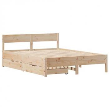 Estructura de cama sin colchón madera maciza de pino 135x190 cm Vidaxl Marrón