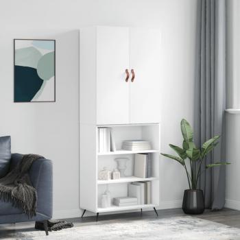 Aparador alto de madera contrachapada blanco 69,5x34x180 cm