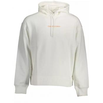Chic White Cotton Logo Hoodie for Men - Size L