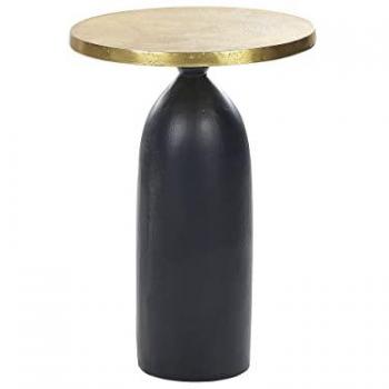 Mesa Auxiliar Redonda Moderna Geométrica de Metal Negro y Dorado Tekapo