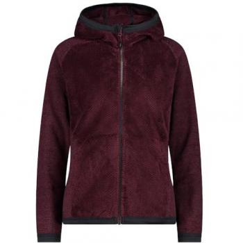 CMP Women's Fleece Jacket with Fixed Hood - Burgundy/Pink - Size 44/XL