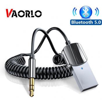Adaptador Bluetooth 5.0 Aux VAORLO, receptor inalámbrico para coche, USB a conector de 3,5mm, audio y micrófono, kit manos libres y transmisor de altavoz