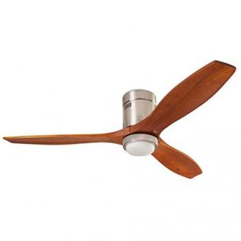 Ventilador de Techo Vástago Cristal, Acero Níquel Satinado 29,8 cm, IP20, LED 13W 3000K, Madera, 927lm