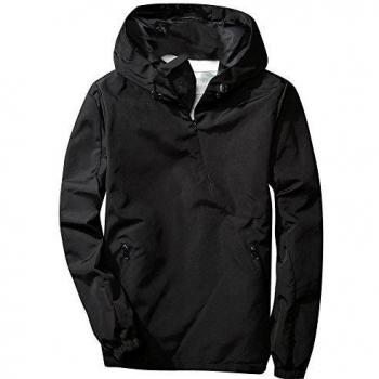 Chaqueta con Capucha Abrigo de Manga Larga Windbreaker para Hombre NegroJM M