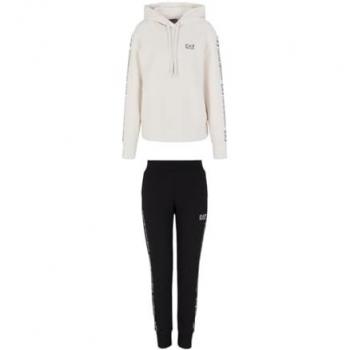 EA7 Emporio Armani Women's Stripe Logo Tracksuit - White/Black, Size L