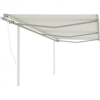 Toldo retráctil automático Día y Noche con postes crema 6x3 m