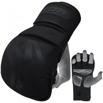 RDX Guantes de MMA para Artes Marciales - Modelo T15 Noir, tamaño L, color negro puro, diseño ergonómico, acolchado de alta densidad para protección, cierre ajustable con velcro para mayor sujeción y comodidad