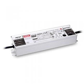 Driver LED Mean Well HLG-80H-12AB, 60 W, 12 V CC, 3-5 A, regulable, atenuable, PFC y protección contra sobretensiones