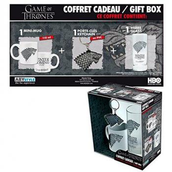 ABYstyle – Juego de Tronos – Paquete de Stark – Vaso + llavero + mini taza