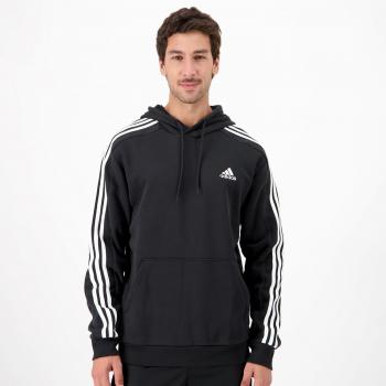 Adidas Essentials 3-Stripes Fleece Hoodie for Men - Black - Size M
