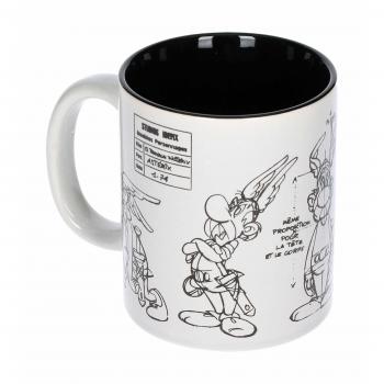 SD Toys Asterix Taza con Diseño Boceto Personaje, Cerámica, Blanco y Negro, 10x14x12 cm