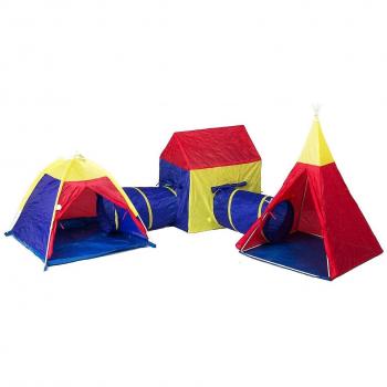 Tienda de campaña para niños 5 en 1 con túneles - Viking Choice - Rojo/Amarillo/Azul