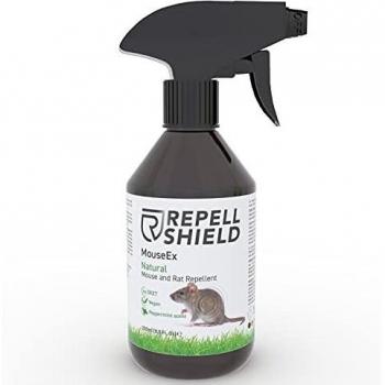RepellShield Spray Ahuyentador de Ratones - Repelente para Ratas de Exterior e Interior con Aceite escencial de Menta y Canela - Alternativa Natural a Repelente Ultrasonico y Mata Ratones Común, 250ml
