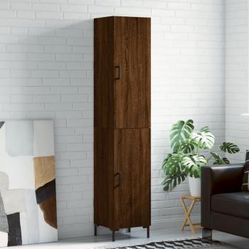 Aparador alto de madera multicapa en color roble marrón, dimensiones 34,5x34x180 cm