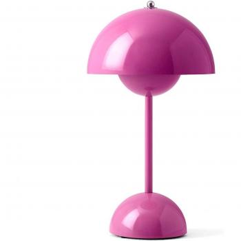 Lámpara de mesa LED recargable Flowerpot VP9, rosa tangy con variador táctil y carga magnética