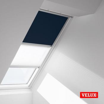 Cortina Oscurecimiento Manual Dúo VELUX DFD 55x98 cm Azul Oscuro con Filtro de Luz, Compatible CK04