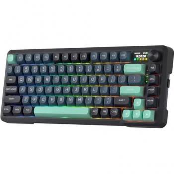 Redragon K724 PRO Wireless Gasket Gaming Keyboard with Hype Screen & Knob, 81-Key Mechanical Keyboard, Mint Mambo Switches, Dark Jade Color