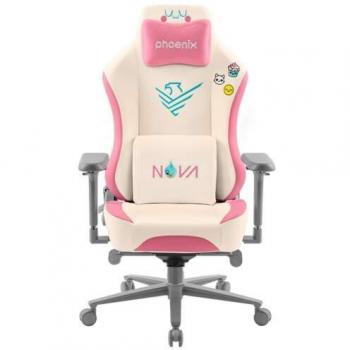 Silla Gaming Phoenix Nova Cream Edition Fabricada En Cuero de Alta Calidad