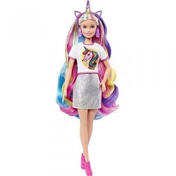 Barbie Fantasy Hair Doll, Blonde, 2 Decorated Crowns, 2 Tops & Accessories for Mermaid and Unicorn Looks, Hairstyling Pieces, Kids 3 to 7 Years, GHN04