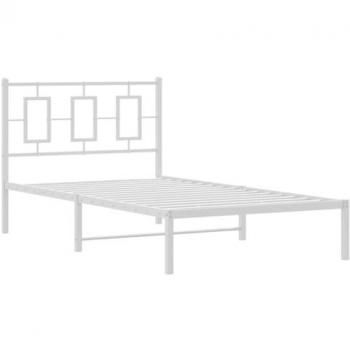 White Metal Bed Frame with Headboard 100x200 cm