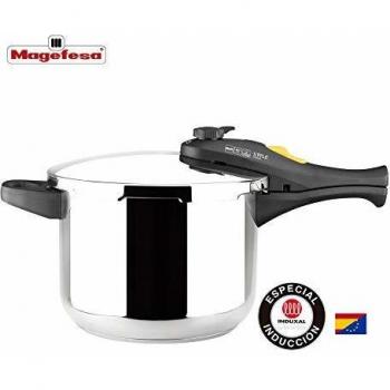 Magefesa® Style Trio Olla a presión súper rápida de 3 + 6 Litros, fácil uso, acero inoxidable 18/10, apta para todo tipo de cocinas, incluido inducción