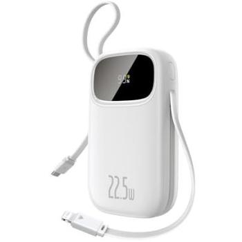 Powerbank Baseus EnerFill FC31 20000mAh 22.5W con Display Digital y Cables USB-C y Lightning Integrados - Blanco