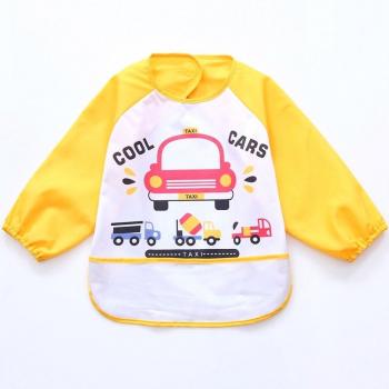 SOHV Unisex niños Childs artes artesanía pintura delantal bebé babero impermeable con manga y Pocket, 6 - 36 meses, B coche amarillo, Set de 1