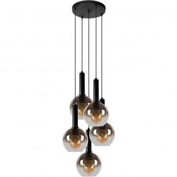 Lámpara colgante moderna Marius, negra, 5 luces E27