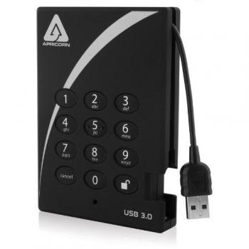 Apricorn Aegis Padlock 500GB USB 3.0 256-bit AES XTS Hardware Encrypted Portable External Hard Drive
