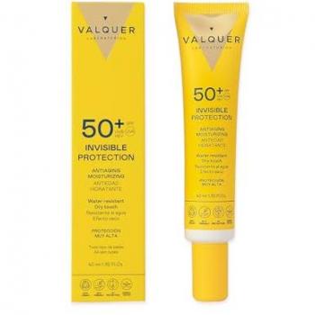 Valquer Laboratorios Serum Facial Invisible Protection SPF 50+ Antiedad e Hidratante - Acabado invisible y sedoso, alta protección contra rayos UVA, UVB y luz azul HEV, resistente al agua, sin residuos blancos -