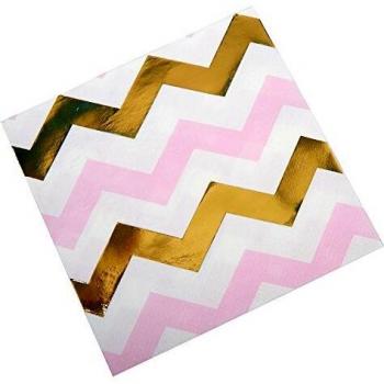 Servilletas Chevron Rosa y Oro de 16 unidades