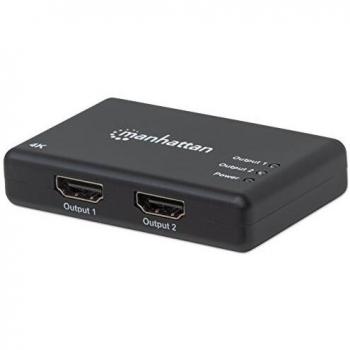 Manhattan 207669 4k 2port hdmi splitter 4k30hz ac powered black