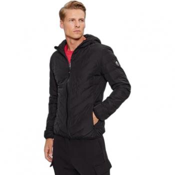 EA7 Logo Zip Down Jacket - Black - Male - Size: XL
