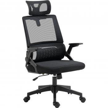 Vinsetto Silla de Oficina Ergonómica de Malla con Reposacabezas y Reposabrazos Ajustables, Función Giratoria y Basculante, Altura Regulable, Carga Máxima