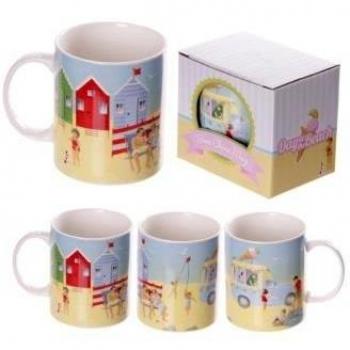 Puckator MUG177 - Taza de porcelana con diseño de vista en la playa de Jan Pashley