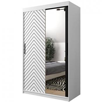 Armario Corredero Hartford 309 Blanco 120x200x62cm con 5 Estantes y Espejo