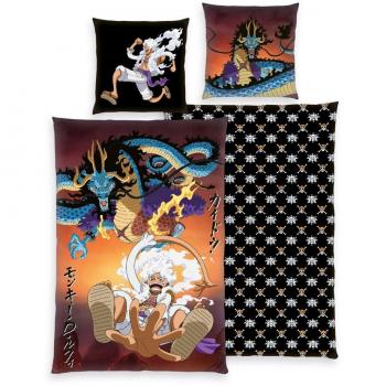 Funda nórdica One Piece Luffy Gear 5, tamaño 135 x 200 cm y fundas de almohada de 80 x 80 cm, diseño multicolor