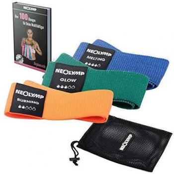 Set de 3 Bandas de Resistencia Neolymp: Mini Bandas Fitness, Lavables, Ecológicas y Suaves para la Piel con E-Book de Entrenamiento