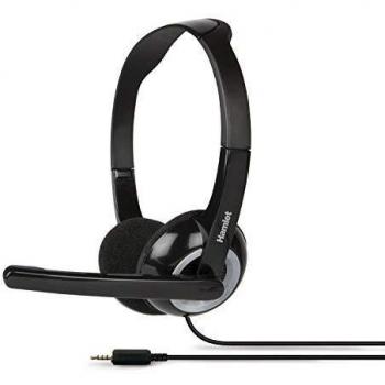 Auriculares Alámbricos con Micrófono Diadema para Oficina, Conector 3.5 mm, Negro y Plata