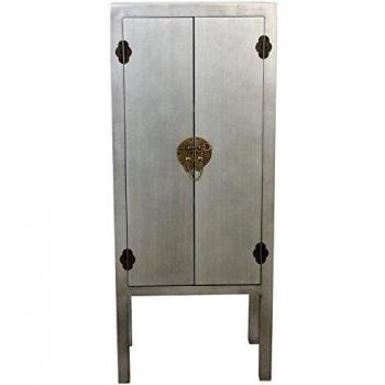 PAME 40621 - Armario de madera con 2 puertas, color plata