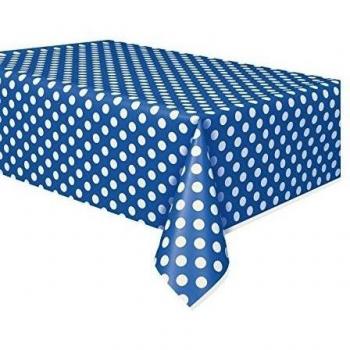 Mantel de Plástico a Lunares - 2,74 m x 1,37 m - Azul Rey