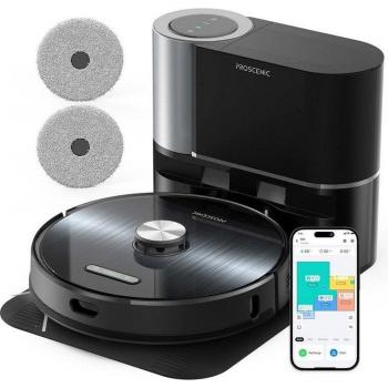 Robot Aspirador Proscenic M9 con Succión Potente de 4500PA, Capacidad de 2.5L y Batería de 5200mAh