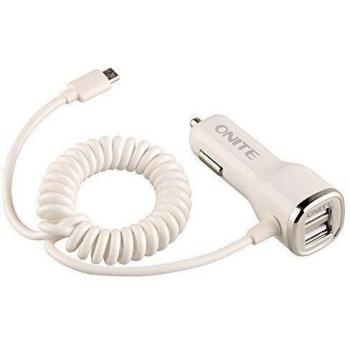 Onite Cargador de Coche con Doble Puerto y Cable Micro USB Negro para for Samsung Galaxy S6 S5 S4 S3 S2, Note 4 3 2, LG G4 G3 G2, HTC One M9 M8 M7, Moto G E, HP Stream 8 7, Lumia